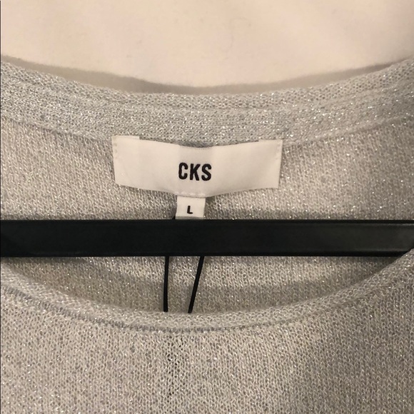 ♥️ WITH TAGS CKS Metallic Silver Short Slv Sweater - Picture 3 of 8